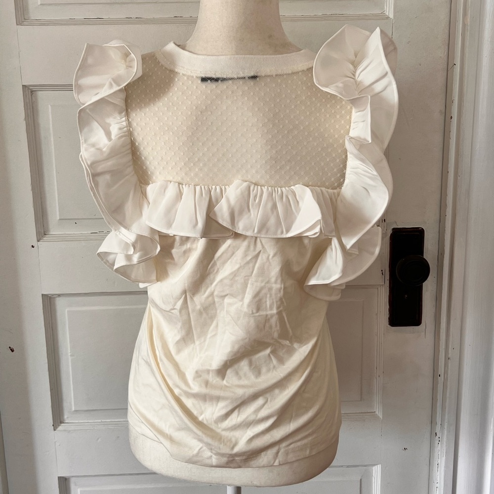 INA | White Ruffle Short Sleeve Top - Picture 2 of 7
